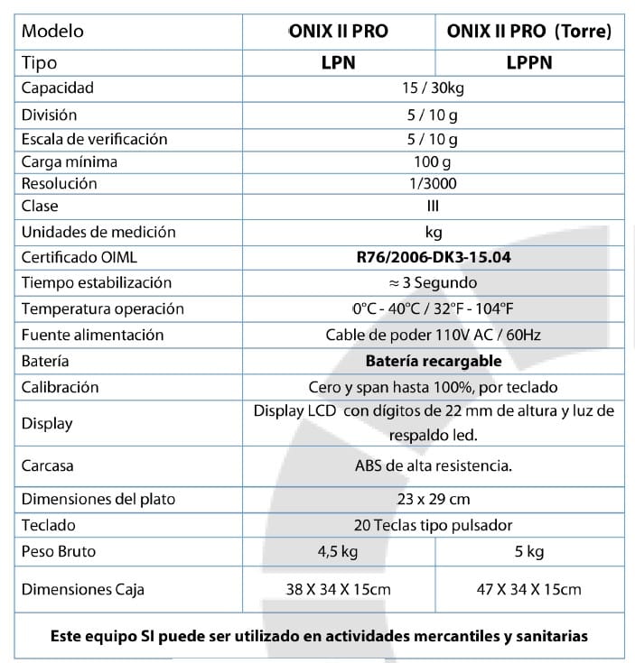 balanzas de mesa liquidadora onix ii pro 1