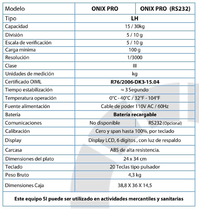 balanzas de mesa liquidadora onix pro 1
